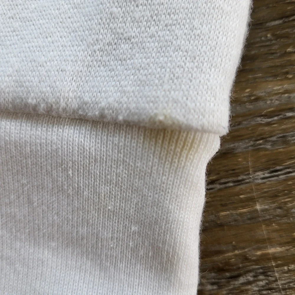 Vintage Triples White Henley Sweatshirt Mens Medium Ribbed Mixed Media Pocket